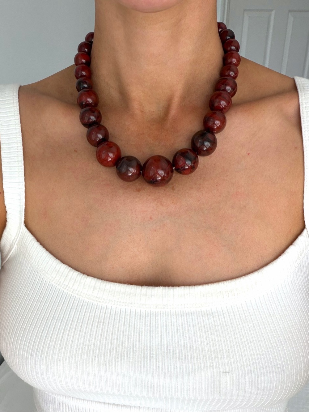 Chunky Maroon Beaded Necklace